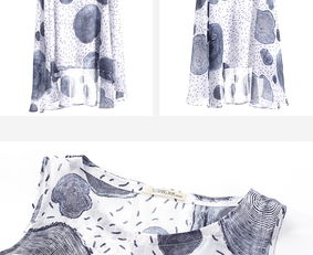 所然原创文艺精纺麻料水墨年轮印花套装 流淌在织物上的时光诗画